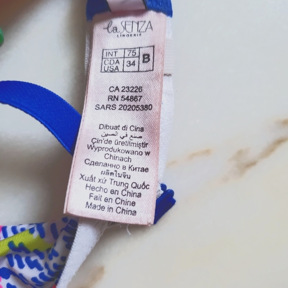 3/20$• LA SENZA 36A BLUE & WHITE PADDED BRA - Picture 4 of 5